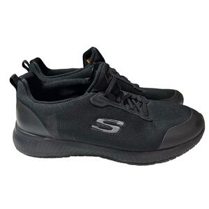 Skechers Womens Squad SR Slip On Black Slip Resistant Work Shoes - US Size 11